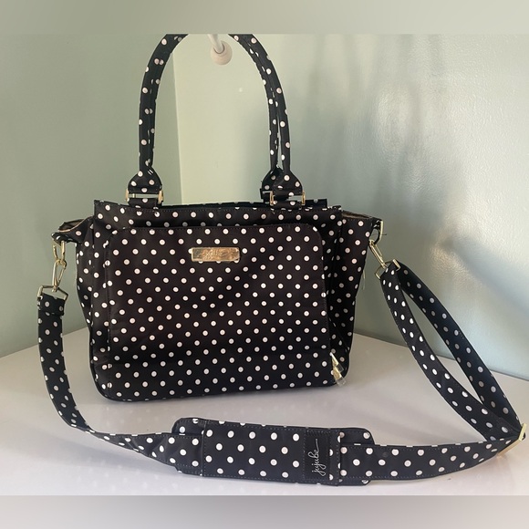 JuJuBe Baby Diaper Bag Polka Dot Tote Bag Changing Pad Pockets Storage New